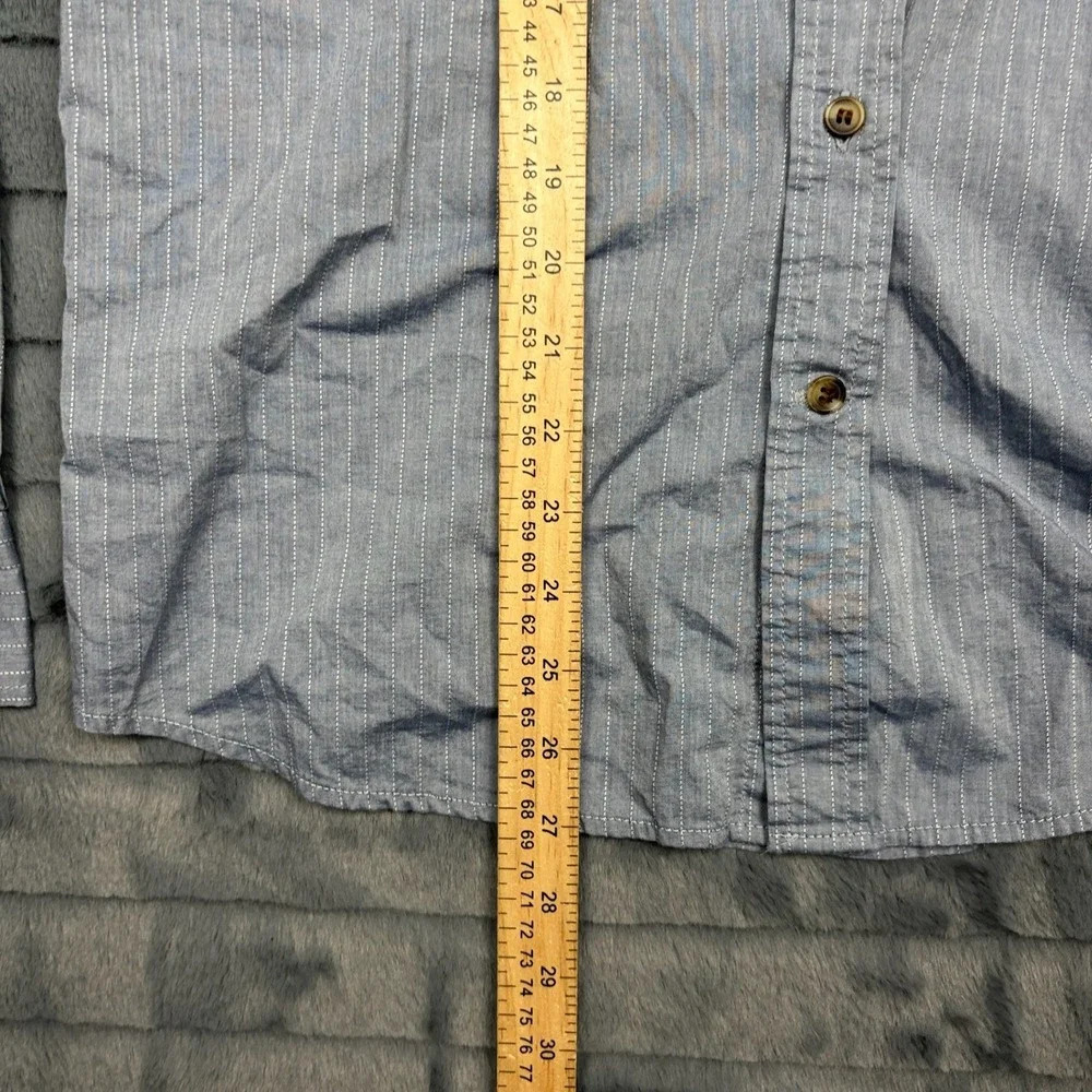 Banana Republic Button Down Shirt Mens M Blue Pinstripe Slim Fit Untucked Cotton